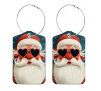 2 etichette natalizie per occhiali da sole, bagagli per valigie, in pelle PU, etichette identificative, indirizzi, cartellini per borse da viaggio, etichette per valigie