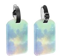 2 etichette per bagagli, 11,4 x 7,1 cm, in pelle PU, per borse da viaggio, con copertura per la privacy, estetica con tintura a nodi