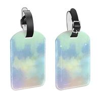 2 etichette per bagagli, 11,4 x 7,1 cm, in pelle PU, per borse da viaggio, con copertura per la privacy, estetica con tintura a nodi