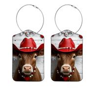 2 etichette per bagagli a forma di mucca e amore, per valigie, in pelle PU, etichette identificative, indirizzi, etichette per borse da viaggio, etichette per valigie