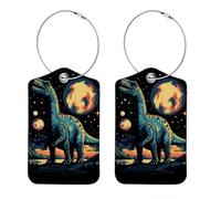 2 etichette per bagagli con dinosauri stellati per valigia, design unico, patta per la privacy, facile da riconoscere
