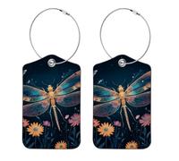 2 etichette per bagagli con fiori e libellule per valigie, in pelle PU, etichette identificative, indirizzi, etichette per borse da viaggio, etichette per valigie