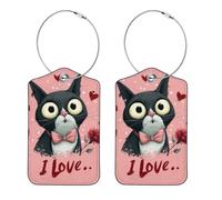 2 etichette per bagagli con gatto confessa amore per valigie in pelle PU borsa da viaggio etichetta ID etichetta indirizzo carta da viaggio etichette per borse da viaggio etichette per valigie