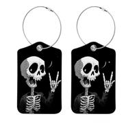 2 etichette per bagagli con scheletro che esprime amore per valigie in pelle PU borsa da viaggio etichetta ID etichetta indirizzo carta da viaggio etichette per borse da viaggio etichette per valigie