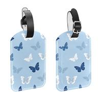 2 etichette per bagagli da 11,4 x 7,1 cm, in pelle PU, con copertura per la privacy, motivo farfalla estetica
