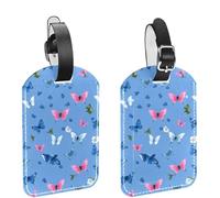 2 etichette per bagagli da 11,4 x 7,1 cm, in pelle PU, con copertura per la privacy, motivo farfalla estetica