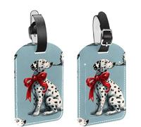 2 etichette per bagagli da crociera da viaggio, motivo cane carino, senza cuciture, in pelle PU, identificatori per la privacy, con nome, etichetta identificativa per donne, bambini e ragazze