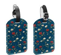 2 etichette per bagagli da crociera da viaggio, piccoli fiori carini, modello senza cuciture, in pelle PU, identificatori per la privacy, etichette identificative con nome per donne, bambini e ragazze