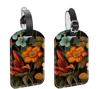 2 etichette per bagagli da crociera, stile vintage botanico, senza cuciture, in pelle PU, identificatori per la privacy, con nome, etichetta identificativa per donne, bambini, ragazze