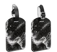 2 etichette per bagagli da viaggio e crociera, con scena nello spazio profondo, universo, nebulosa, sfondo, in pelle PU, identificativi per valigie, etichetta identificativa per la privacy, per donne