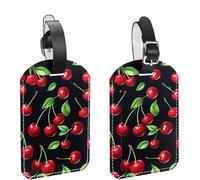 2 etichette per bagagli in pelle con design a foglia di ciliegio, per valigie e viaggi, etichette per bagagli