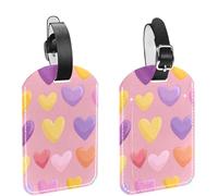 2 etichette per bagagli in pelle con motivo a cuori innamorati per valigie e viaggi, etichette per bagagli