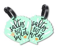 2 etichette per bagagli in PVC con targhetta nome e indirizzo per valigia SALTY BUT SWEET
