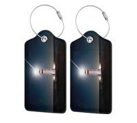 2 etichette per bagagli per valigia Peggy's Cove Lighthouse in similpelle, etichetta identificativa con anello in acciaio inossidabile e scheda indirizzo per valigia da viaggio