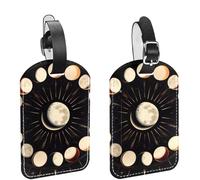 2 etichette per bagagli per valigie, etichette da viaggio in pelle PU con luna mistica nello spazio, etichette identificative con nome, protezione della privacy per oggetti essenziali da viaggio, bor