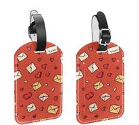 2 etichette per bagagli per valigie, graziose buste di San Valentino con lettere e cuori, etichette da viaggio in pelle PU con nome, etichette identificative, protezione della privacy per oggetti ess