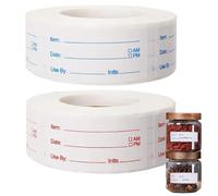 2 Etichette per congelatore in rotolo Etichette per congelatore rimovibili in PVC autoadesive da scrivere su adesivi per barattoli di marmellata per cucina domestica