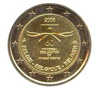 2 Euro Moneta Belgio 2008 Diritti umani · Moneta commemorativa € UNC