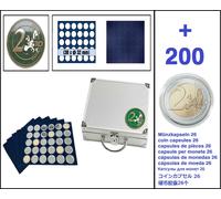2-EURO-Valigetta Monete Smart + 6x 6334SP Tableaus Look 172 + 200 Münzkapseln 26