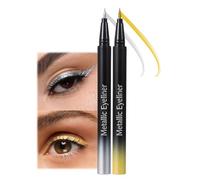 2 eyeliner con glitter metallizzati - argento Gold Diamond Liquid Eyeliner, resistente al sudore e ad asciugatura rapida glitter liquido Kajal, Cat Eye Liner, trucco per gli occhi per feste e lavori