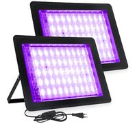 2 faretti a LED a luce nera, 50 W, IP66, impermeabili, 50 perline per lampada, luce nera, UV con spina per discoteca, feste luminose, Halloween, decorazione per palcoscenico, accessori per feste