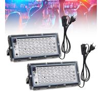 2 faretti LED a luce nera da 50 W, IP65, impermeabili, luce nera con spina, Blacklight UV per bar, discoteca, feste, Halloween, palcoscenici