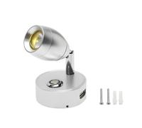 2 Faretti LED For Lettura Marina 12V Bianco Con Emissione Rossa, Dimmer Touch, Porta USB, Applique Da Parete For Camper, Barca, Interni 24V(Silver)