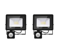 2*Faretto LED da Esterno con Sensore di Movimento 20W 2000LM Faro LED Esterno IP66 Impermeabile LED Esterno Bianco Freddo 6000K Lampada a Rsparmio LED per Cortile, Campo da Basket