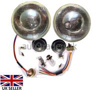 2 Fari Frontali 7" Pollici Lucas 700 E Pilot RHD Lampadina Con Supporto