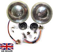 2 Fari Frontali 7" Pollici Lucas 700 E Pilot RHD Lampadina Con Supporto