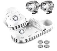 2 fari per scarpe da coccodrillo, piccole luci per scarpe Crocs decorazione ciondoli luci con 3 modalità di illuminazione divertenti accessori per scarpe (argento)
