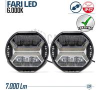 2 Fari Supplementari LED Auto Fuoristrada Luce Bianca 350MT 70W 7000LM Neri
