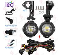 2 FARI SUPPLEMENTARI LED FARETTI MOTO FARO CANBUS E9 + KIT CABLAGGIO PULSANTE