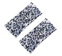 2 fasce elastiche da donna con stampa leopardata e crocifissa, per palestra, fasce per capelli da donna, accessori per capelli alla moda (grigio)