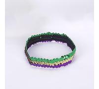 2 fasce elastiche per capelli da donna, con paillette, con brillantini, alla moda, accessorio per capelli, accessorio per capelli, per feste, feste di Natale, decorazione, verde oro, viola