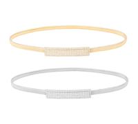 2 Fasce in Vita da Donna, Cintura con Strass Glitterati in Metallo e Paillettes, Elastica Moda Semplice per Vestito