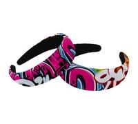 2 fasce larghe per capelli, con graffiti, imbottite, spesse, elastiche, graziose, per capelli