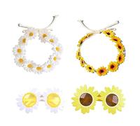 2 fasce margherite e 2 bicchieri margherite, ghirlanda di moda, fasce per capelli, ghirlanda di fiori margherite, accessori per donne e ragazze, fascette elastiche regolabili per i viaggi