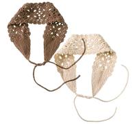 2 Fasce per Capelli all'Uncinetto per Donna, Avvolgente per la Testa Boho Elastico Floreale Lavorato a Maglia, Sciarpa per la Testa all'Uncinetto Svuotata Vintage Rustica Accessori per Capelli Scia