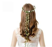 2 fasce per capelli con fiori e foglie, stile bohémien, con rose e foglie, accessori per capelli per feste di nozze, fascia per capelli con fiori rosa e bianchi, 2 pezzi