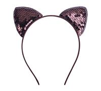 2 fasce per capelli con orecchie di gatto, con paillette, per donne, ragazze, per la vita quotidiana, compleanni, feste, colore marrone