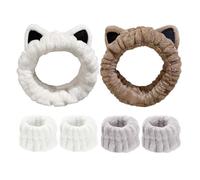 2 Fasce Per Capelli Con Orecchie Di Gatto Tridimensionali E 4 Fasce Da Polso, Fasce Per Capelli Con Orecchie Di Gatto Dei Cartoni Animati, Accessori Per La Bellezza E La Cura Della Pelle