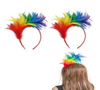 2 fasce per capelli con piume arcobaleno, per martedì grasso, graziose fasce per capelli, accessori per capelli creativi e pratici, fasce per capelli da donna