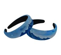 2 fasce per capelli da donna, con montagne, cielo stellato, luna, universo, antiscivolo, spesse, imbottite, vintage, spesse, per capelli