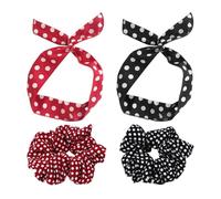 2 Fasce Per Capelli Da Donna E 2 Elastici Per Capelli Da Donna, Elastici Per Capelli, Accessori Per Capelli Retrò, Accessori Per Capelli Con Stampa A Pois, Accessori Di Abbigliamento