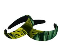 2 fasce per capelli da donna e donna, con foglie di palma tropicali della giungla antiscivolo, fascia per il trucco a turbante per la doccia