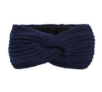 2 fasce per capelli da donna invernali, con nodi a torsione e motivo a coste, larghe fasce elastiche per capelli, per autunno e inverno, 23,5 x 11 cm, blu navy