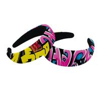 2 fasce per capelli da donna, larghe fasce per capelli, stile graffiti, vintage, spesse, in velluto, imbottite, per ragazze