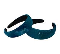 2 fasce per capelli da donna, motivo montagne, cielo stellato, universo scintillante, antiscivolo, spesse, imbottite, vintage, spesse