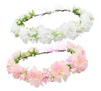 2 fasce per capelli floreali da matrimonio e corone di fiori bianchi con nastro regolabile, perfette per ragazze dei fiori